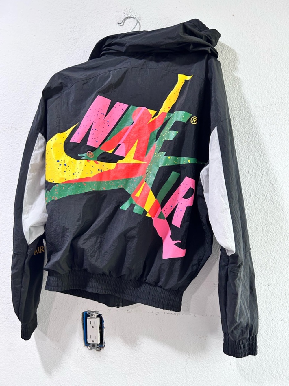 Nike Black Windbreaker Jacket with Neon Yellow, Green & Pink Graphic - Picture 5 of 16